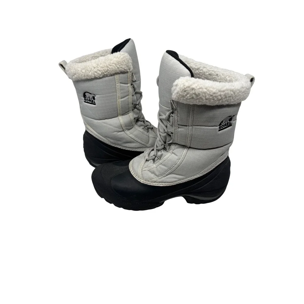 🔥Sorel🖤🩶🖤 Winter Snow waterproof Boots Grey Black Thinsulate ⭐️Likenew 7‎